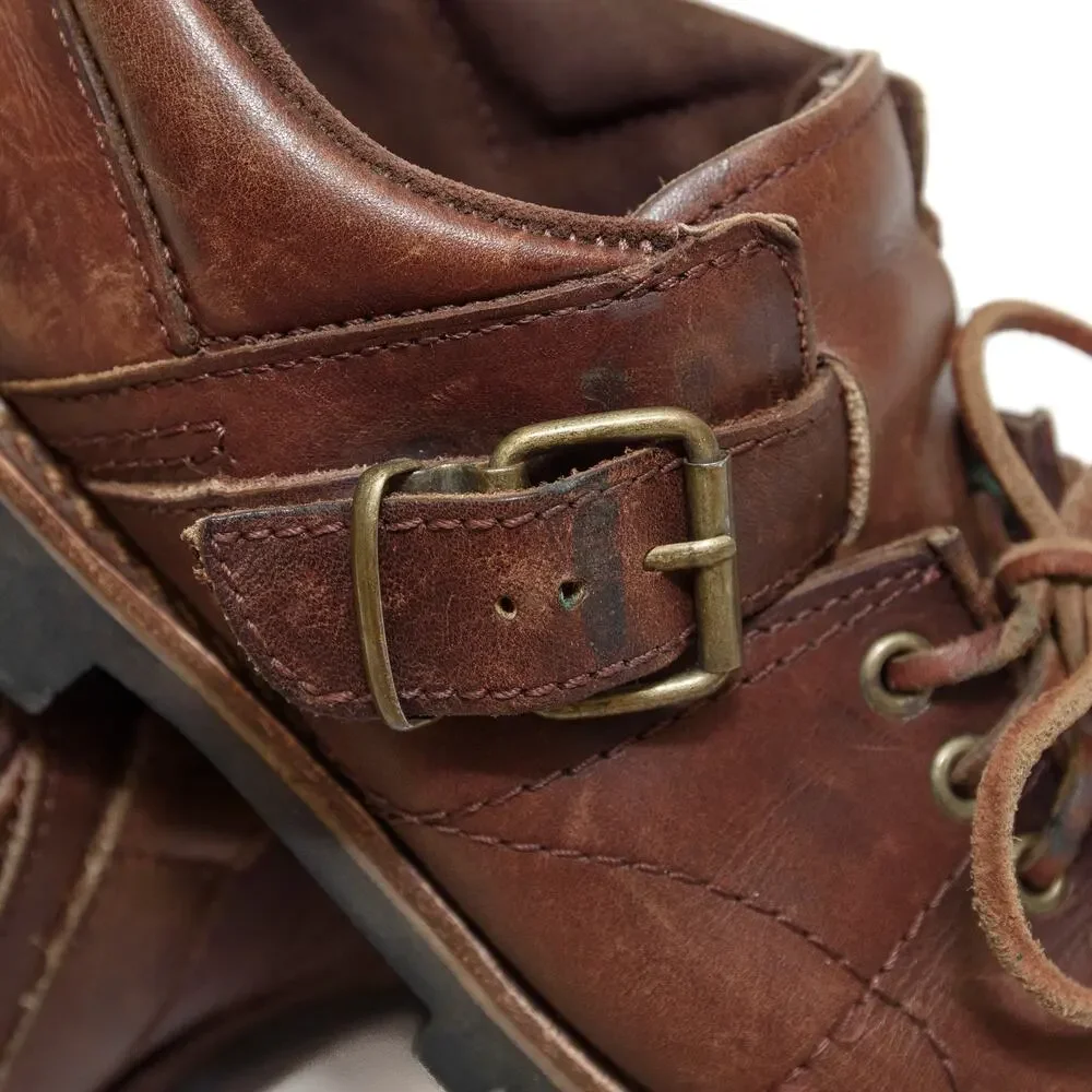 Vintage Polo Sport Ralph Lauren Brown Leather Buckle Utility Shoes Size 8.5